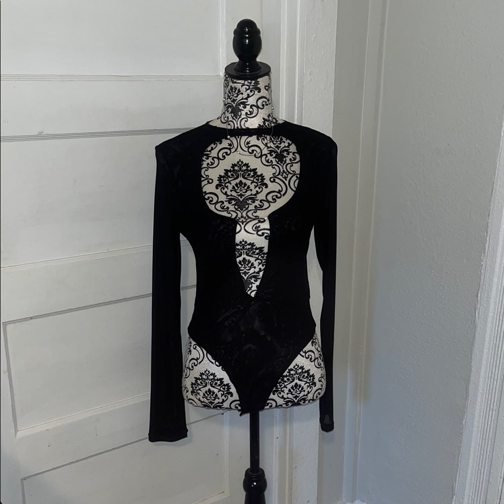 Fashion Nova Black Long Sleeve Bodysuit